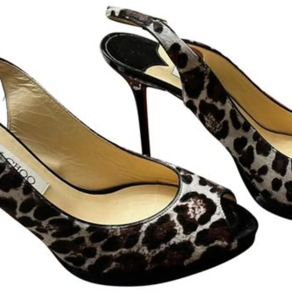Jimmy Choo Leopard Print Nova Platforms Slingbacks size 39 - Picture 10 of 10